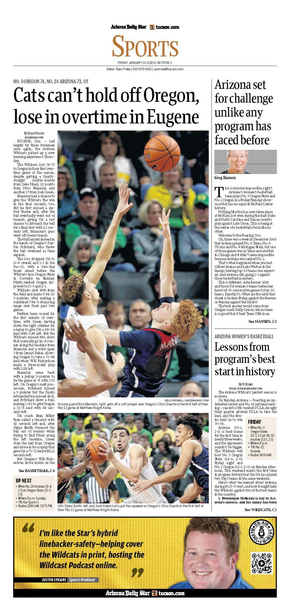 University of Arizona basketball covers, Oregon 1